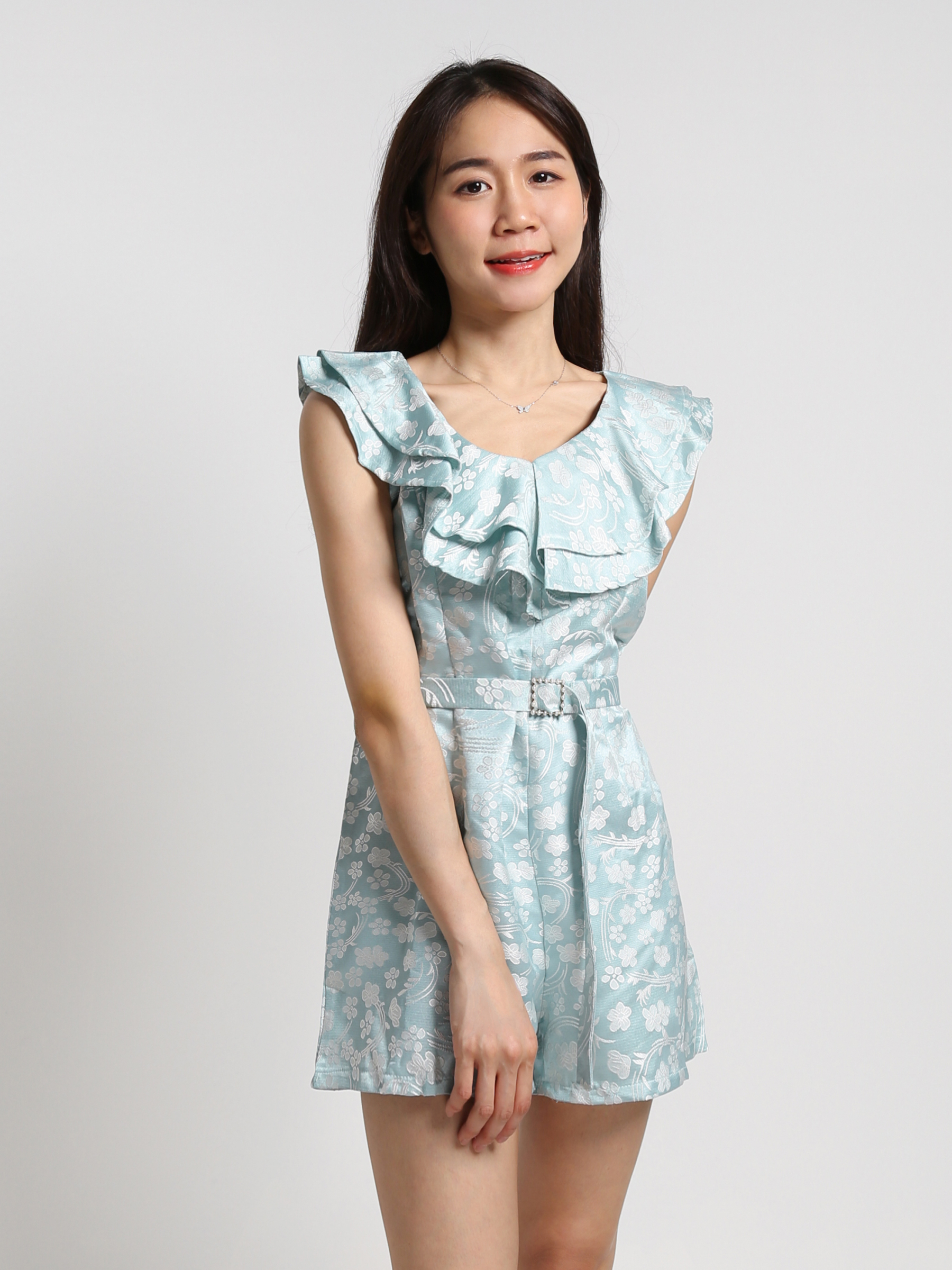 Floral Sleeveless Jumpsuit With Belt 18475