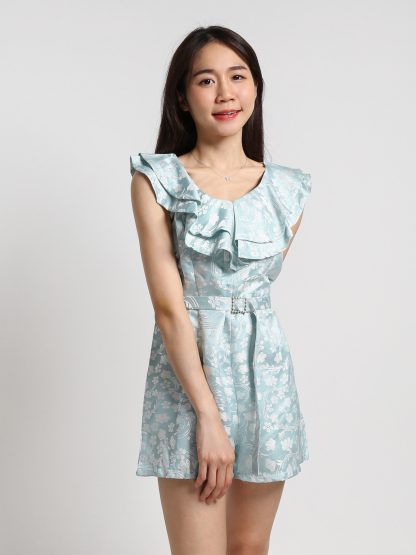 Floral Sleeveless Jumpsuit With Belt 18475