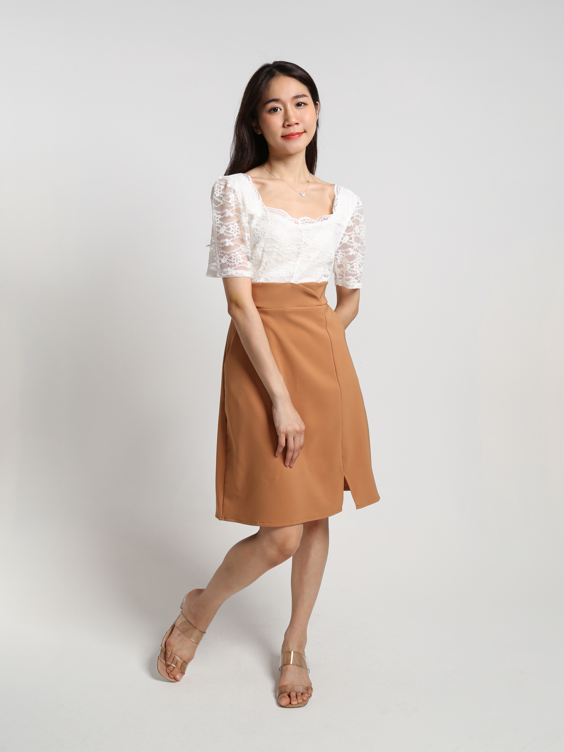 Two Tone Lace With Split Dress 19147