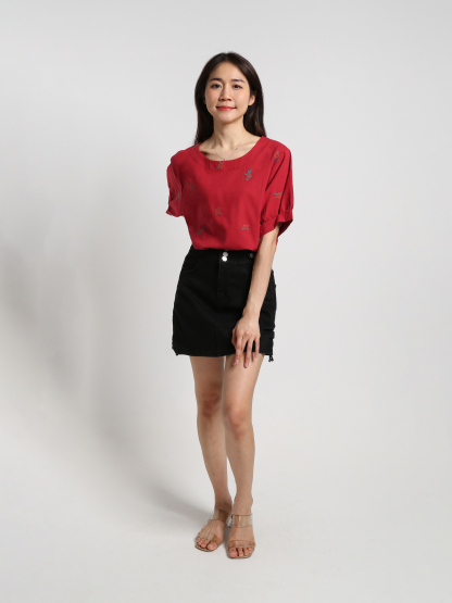 Loose Flower Pattern Top 18454