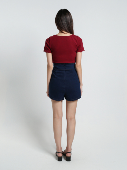 Denim Stretchable Wrap Skirt Pants 17035