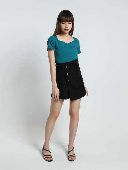 Denim Stretchable Wrap Skirt Pants 17035