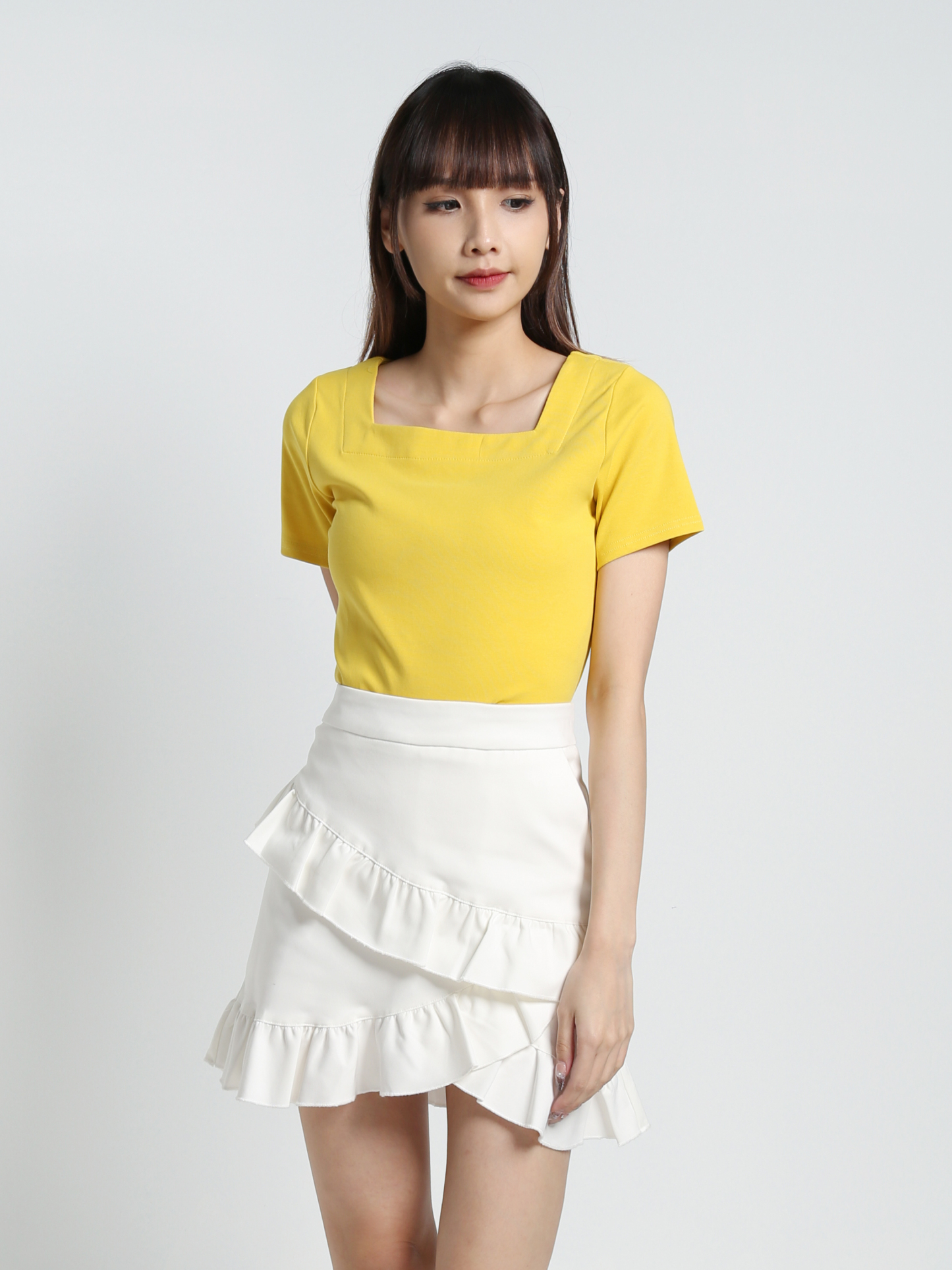 Square Neck Basic Plain Top 18463
