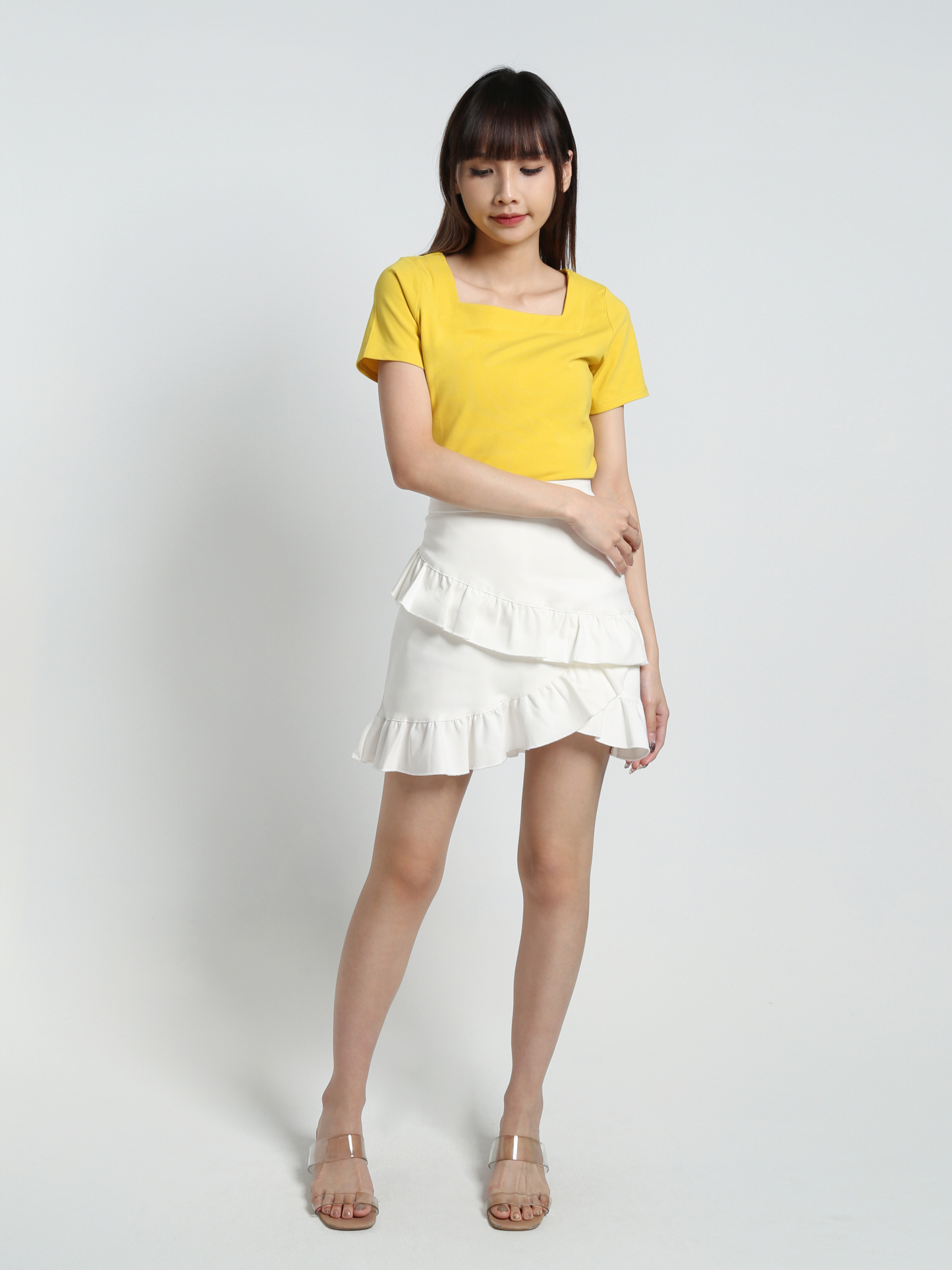 Square Neck Basic Plain Top 18463