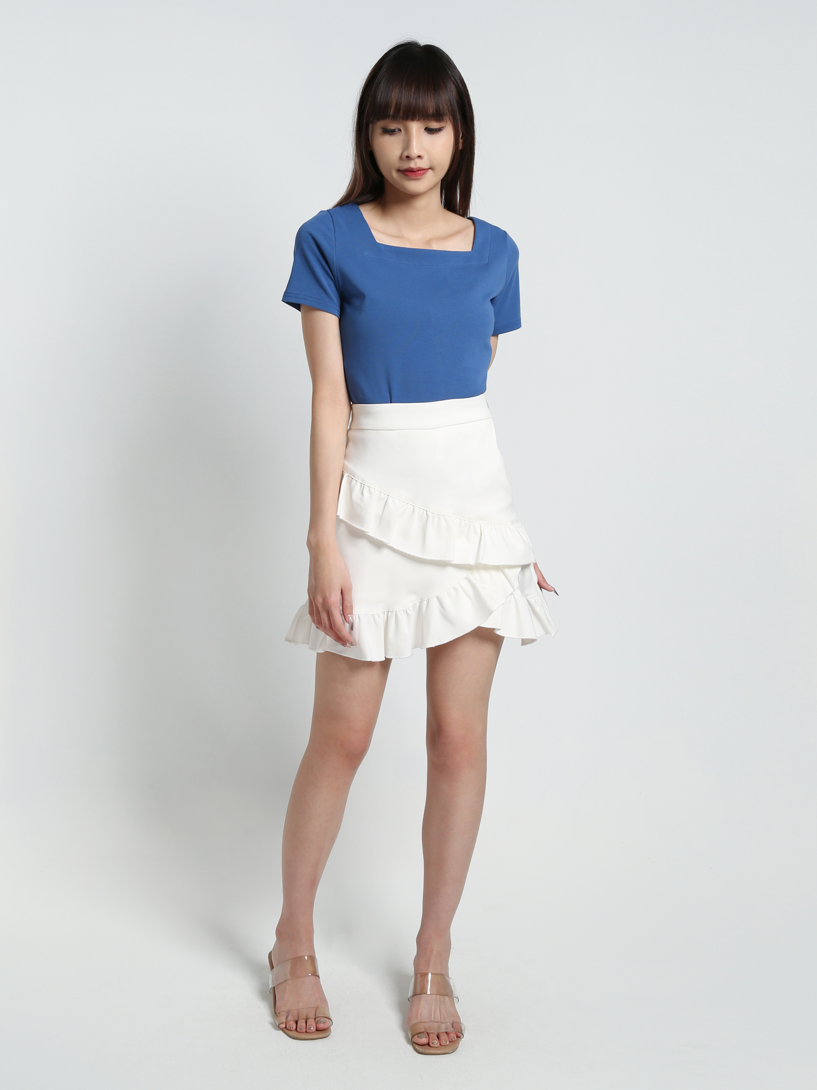Square Neck Basic Plain Top 18463