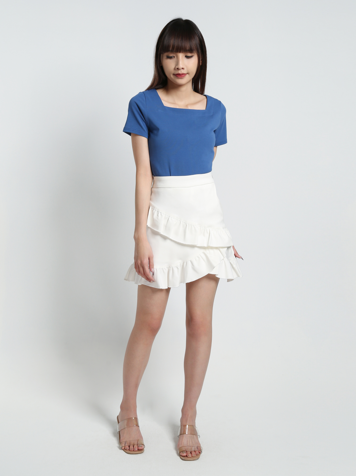 Square Neck Basic Plain Top 18463