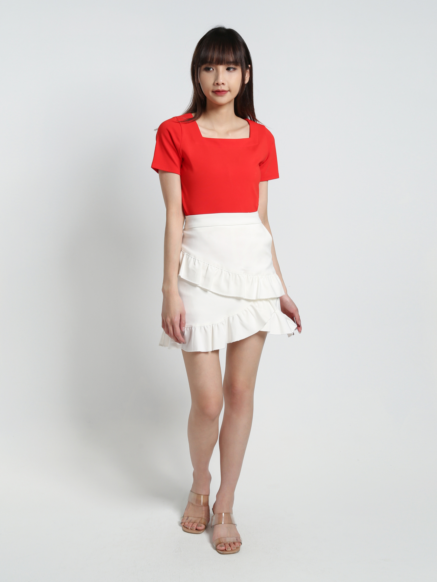 Square Neck Basic Plain Top 18463