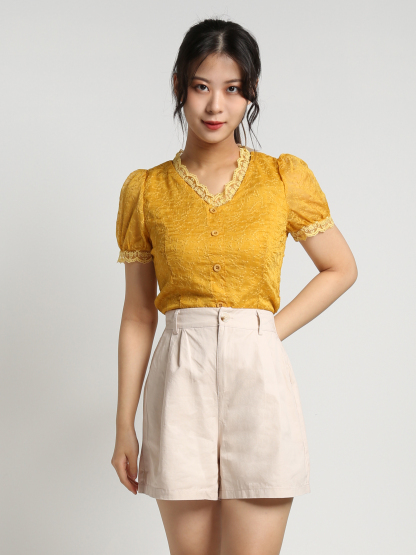 V Neck Lace Top 18388