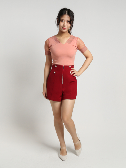 V Neck Transparent Lace Sleeve Top 18445