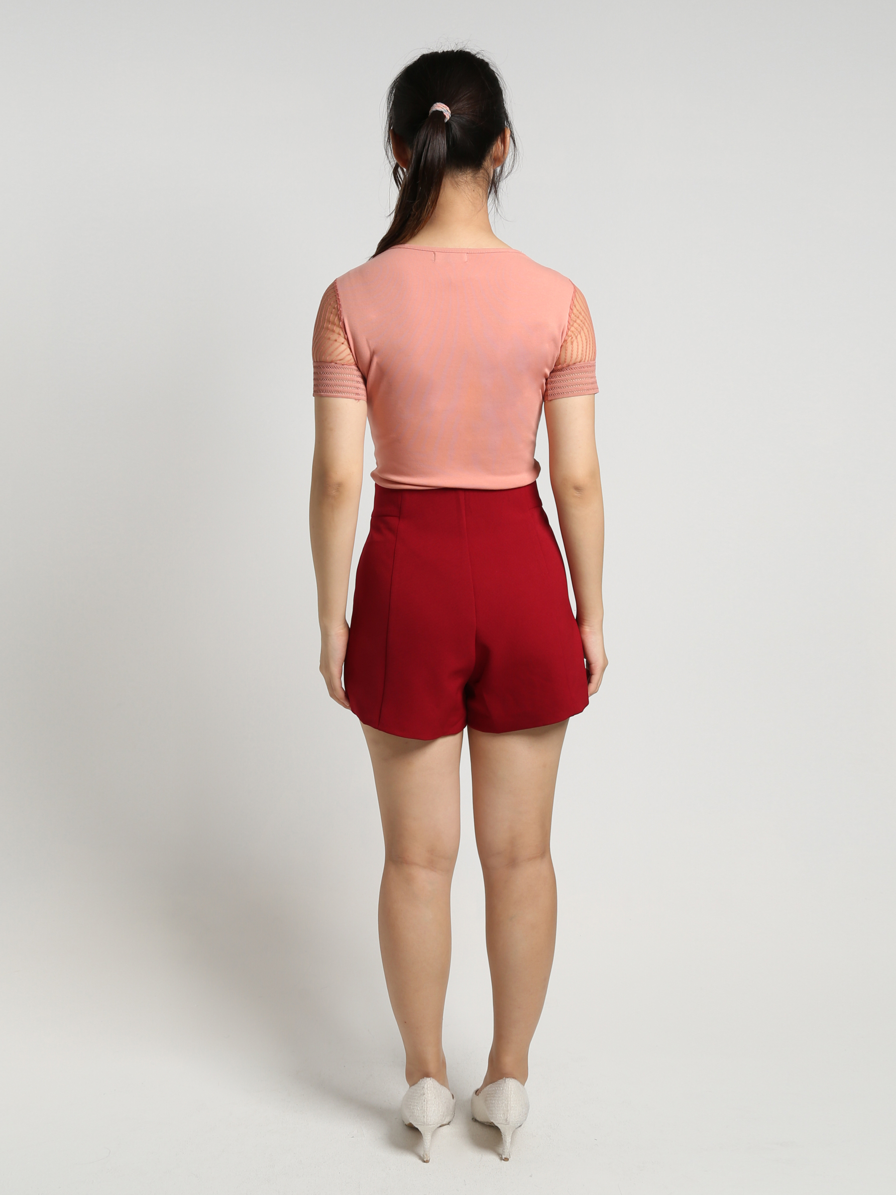 V Neck Transparent Lace Sleeve Top 18445