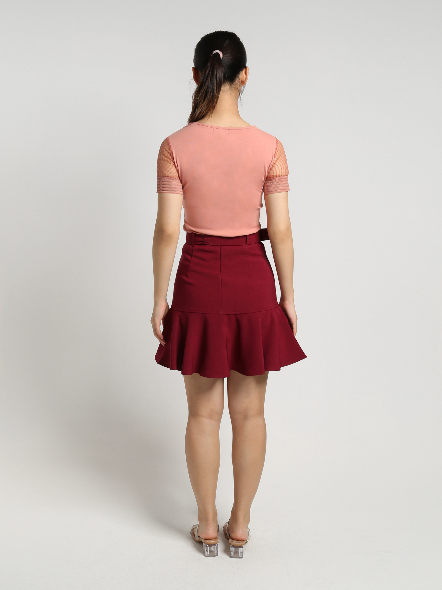 High Waist Front Pocket With Belt Trumpet Skirt 18414