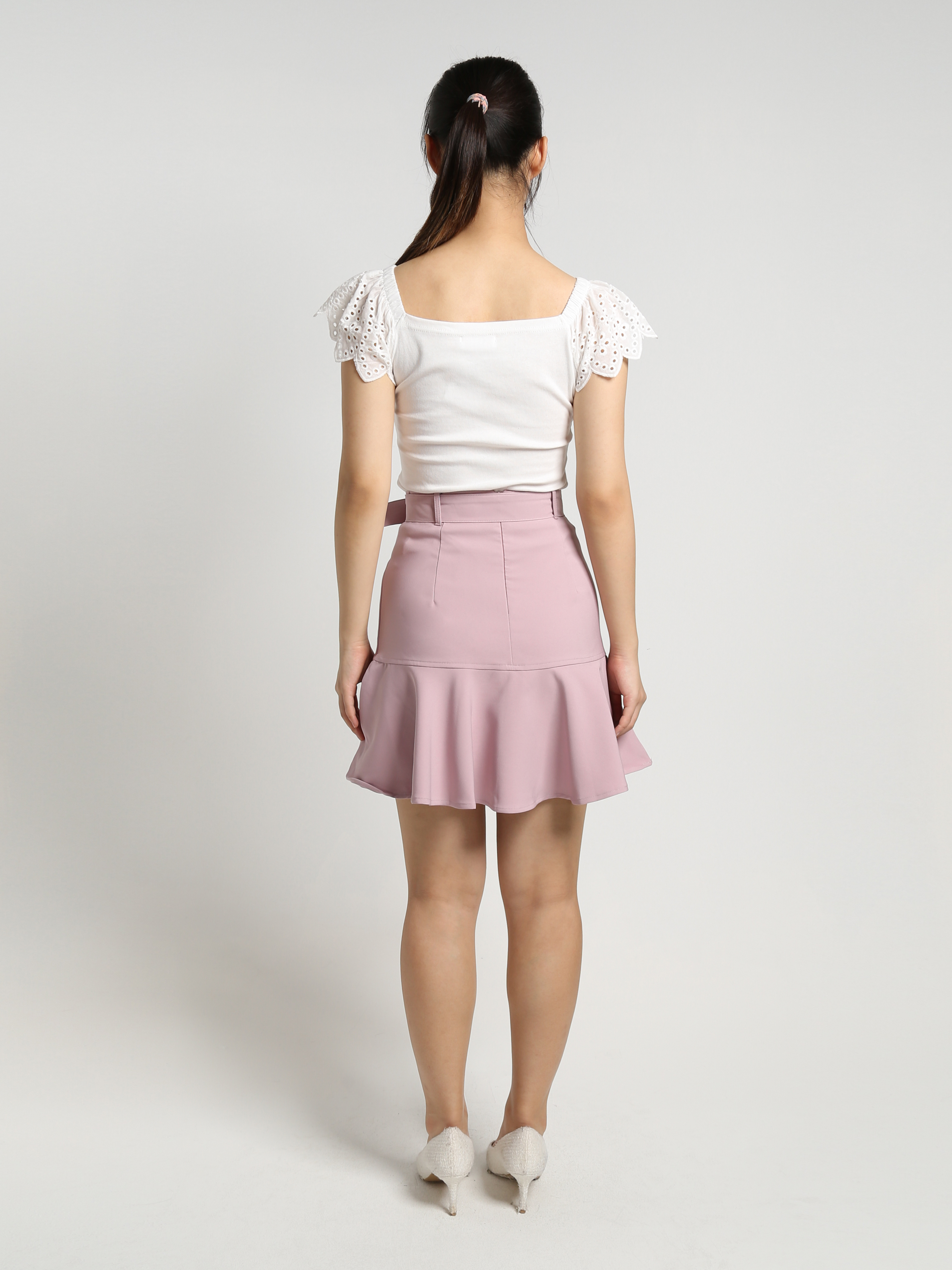 High Waist Front Pocket With Belt Trumpet Skirt 18414