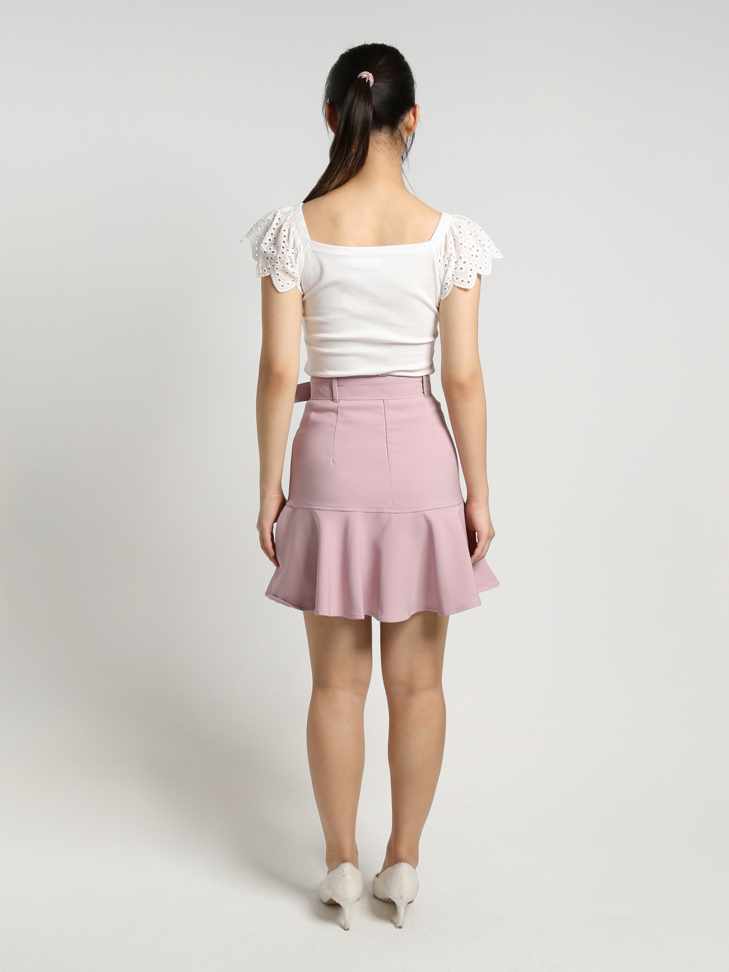 High Waist Front Pocket With Belt Trumpet Skirt 18414