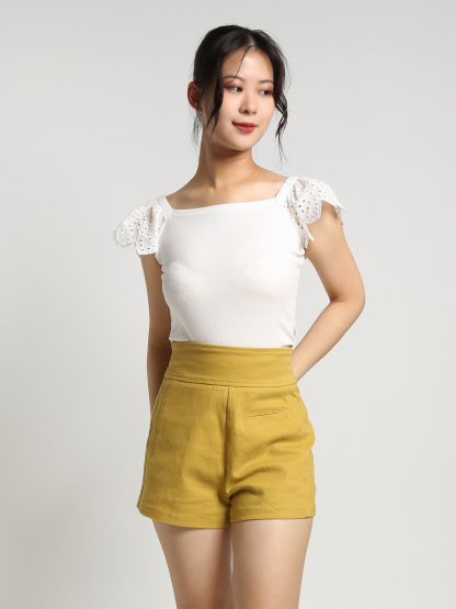 High Waist Plain Short Pants 19150