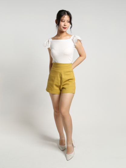 High Waist Plain Short Pants 19150