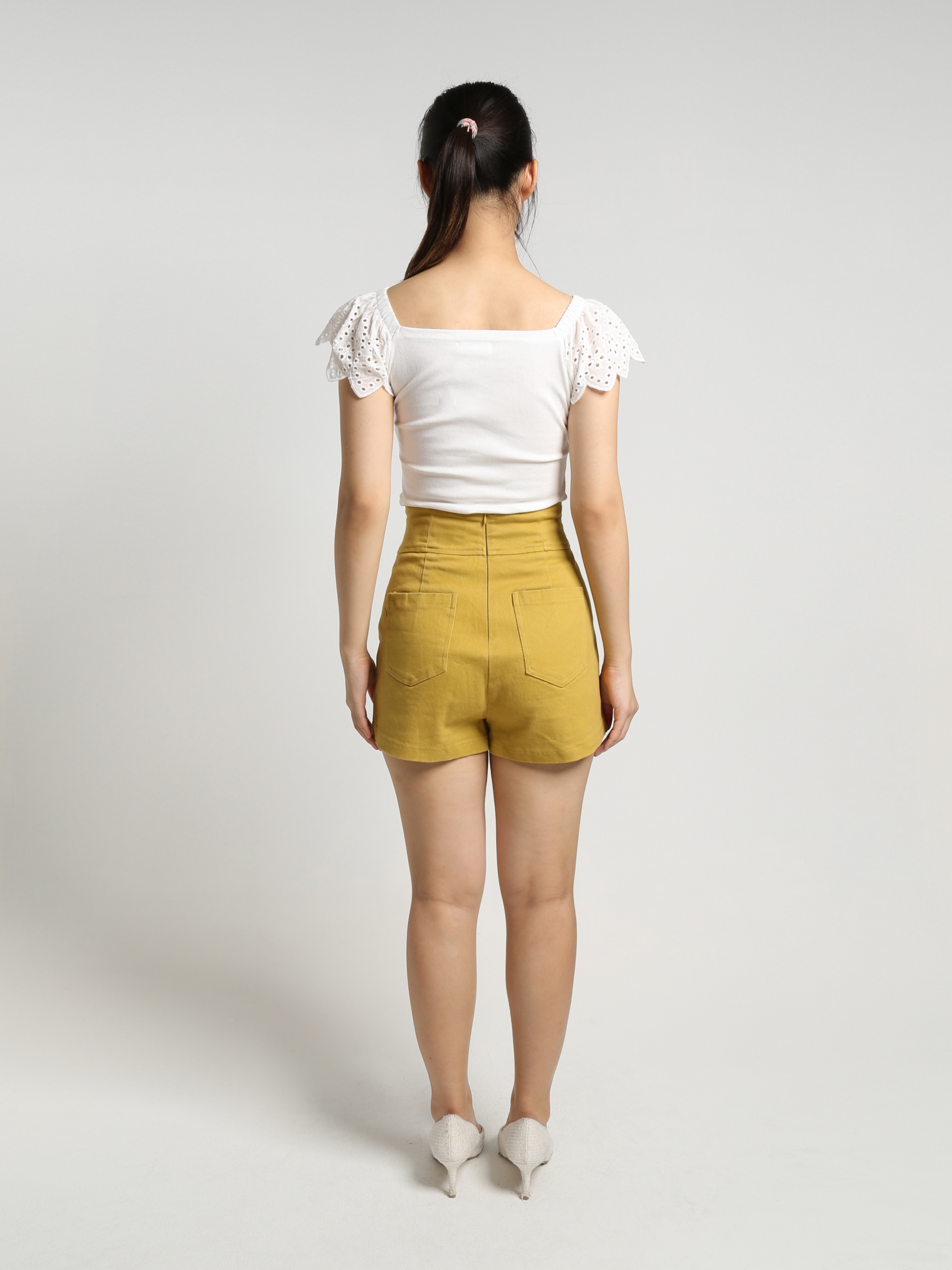 High Waist Plain Short Pants 19150