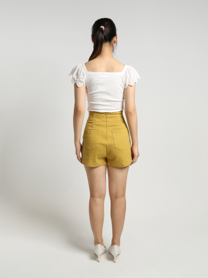 High Waist Plain Short Pants 19150