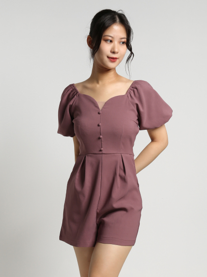 Puff Sleeve V Neck Jumpsuit 23272