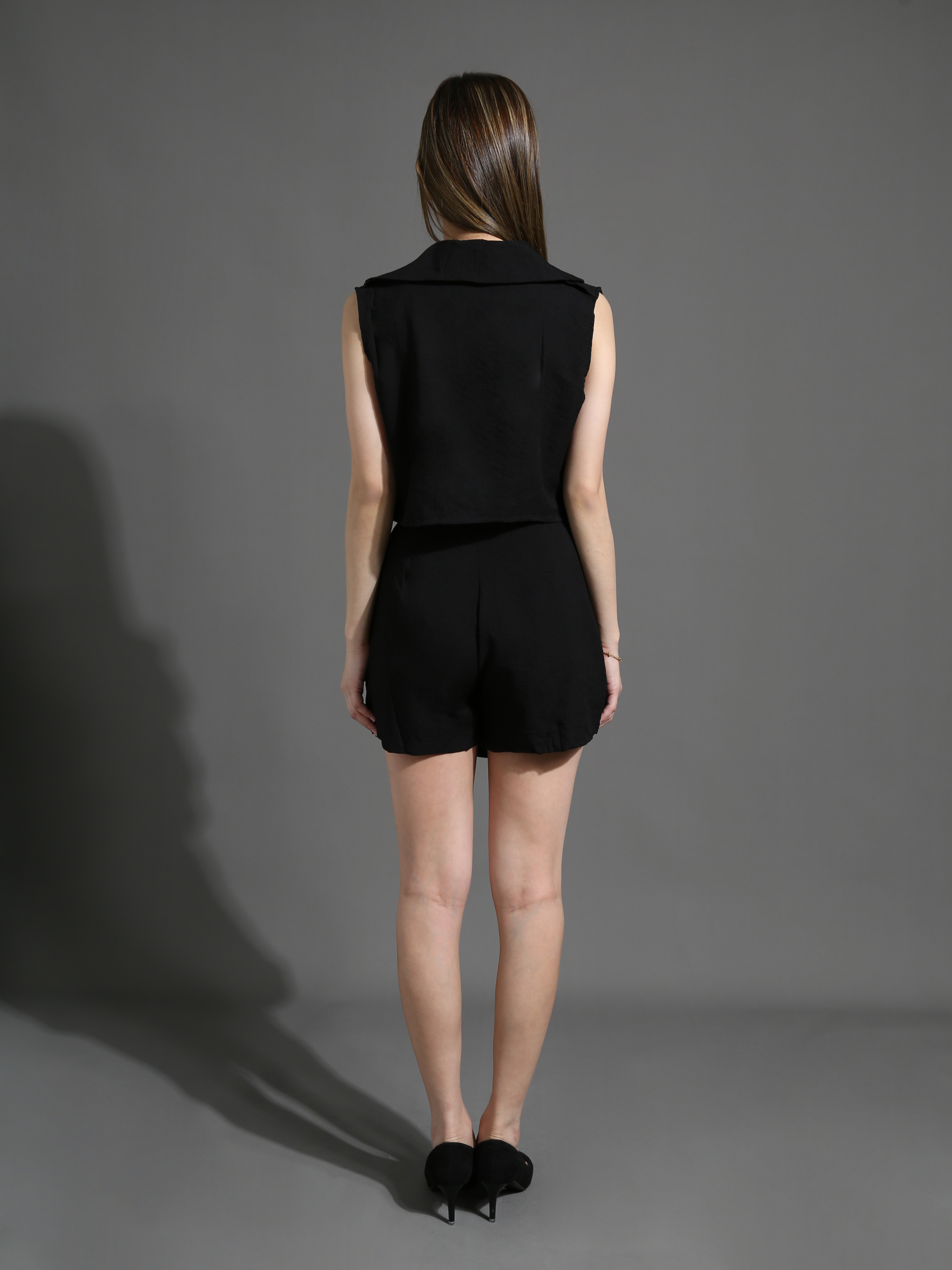 Sleeveless Collar Top With Irregular Long Skirt Ser 26471