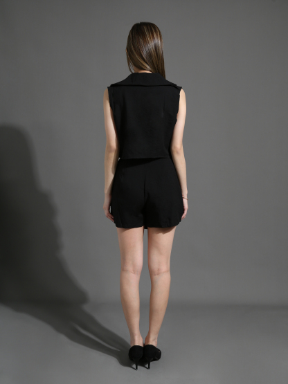 Sleeveless Collar Top With Irregular Long Skirt Ser 26471