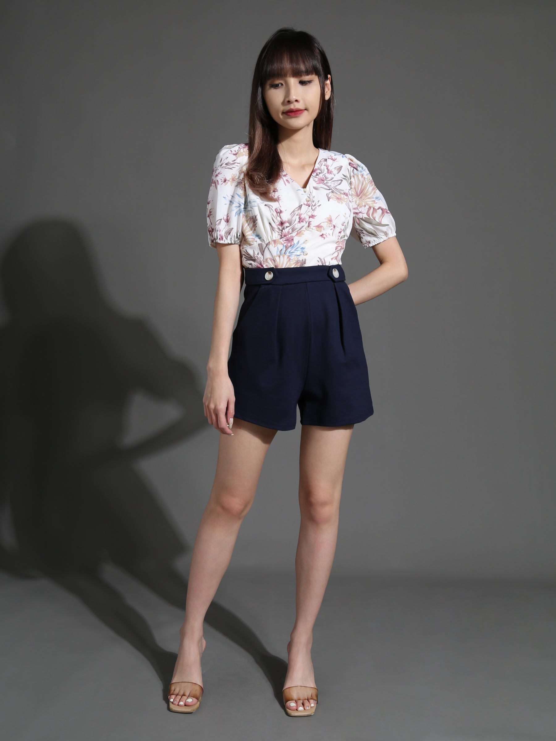 Floral Top With Short Pants Set 26535