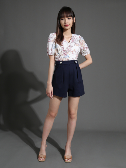 Floral Top With Short Pants Set 26535