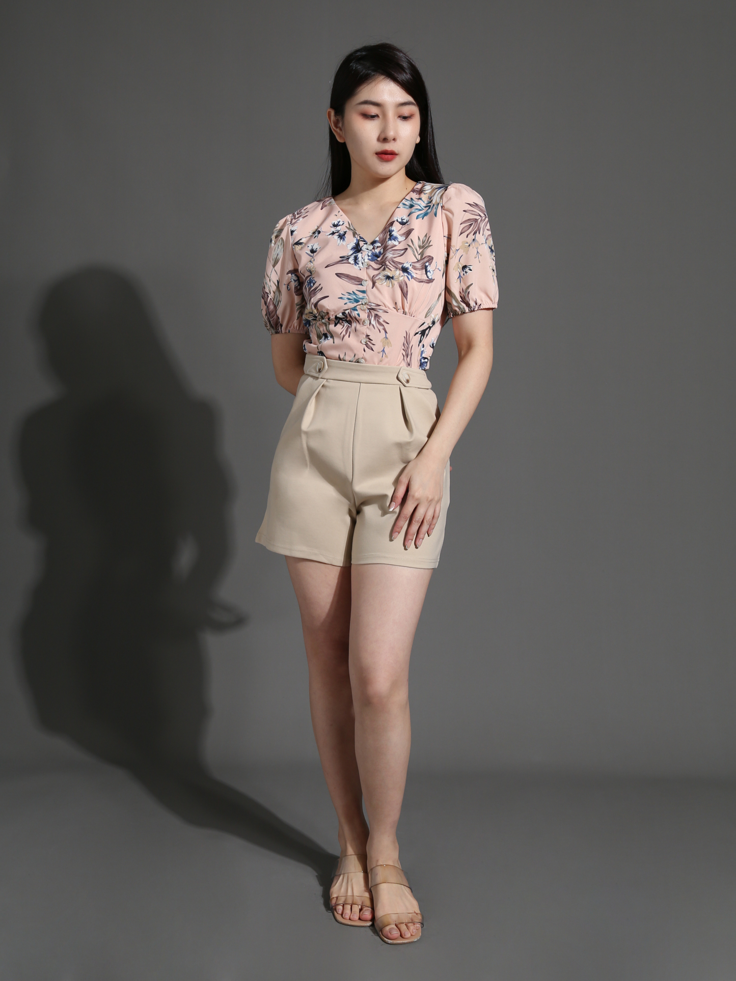 Floral Top With Short Pants Set 26535