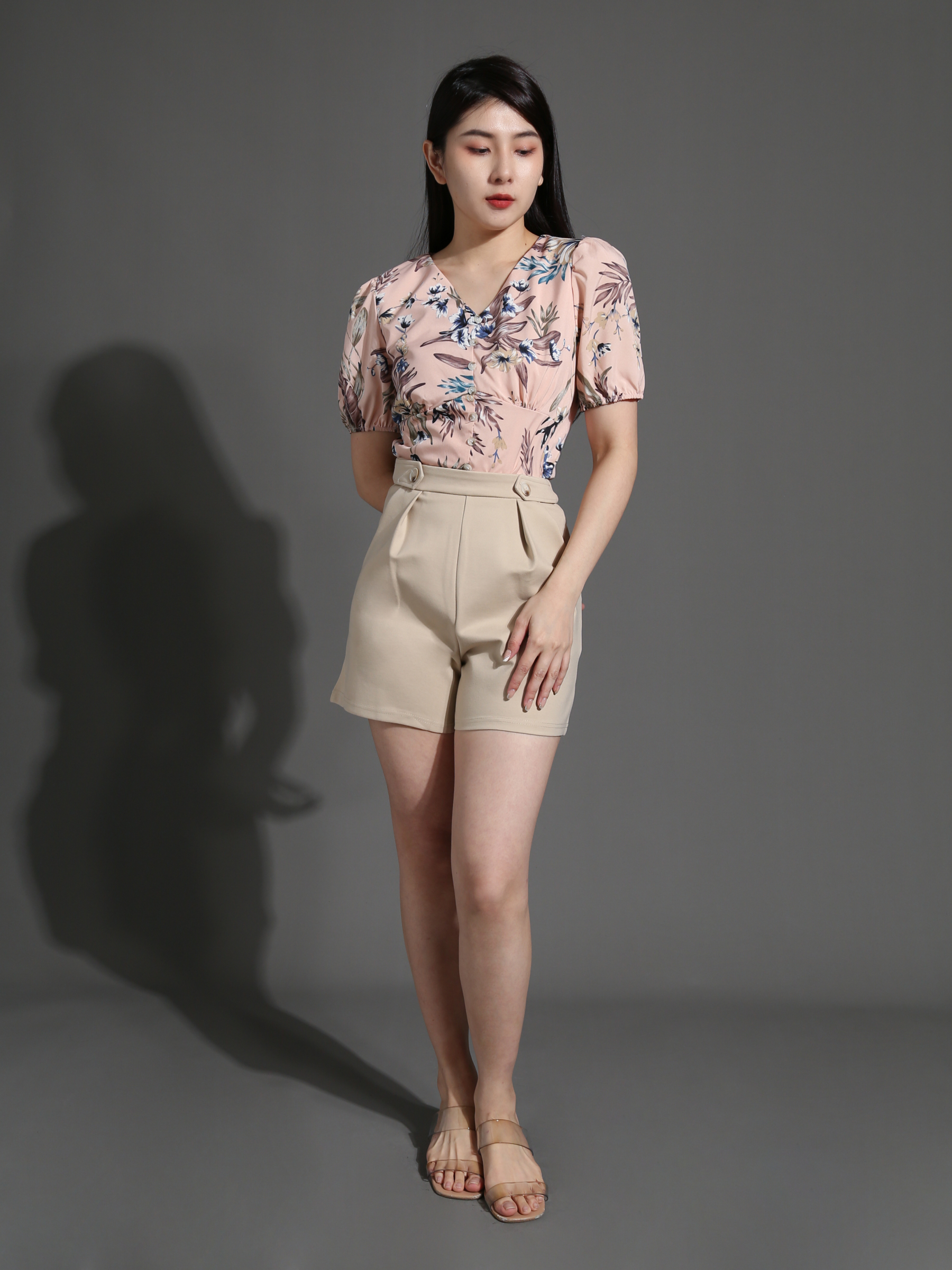 Floral Top With Short Pants Set 26535