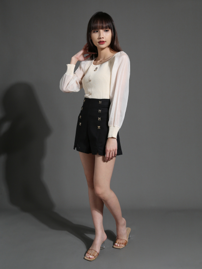 High Waist Back Zip Short Pants 26522