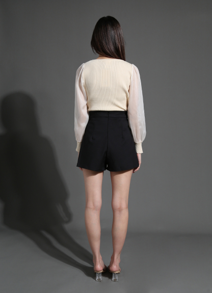 High Waist Back Zip Short Pants 26522