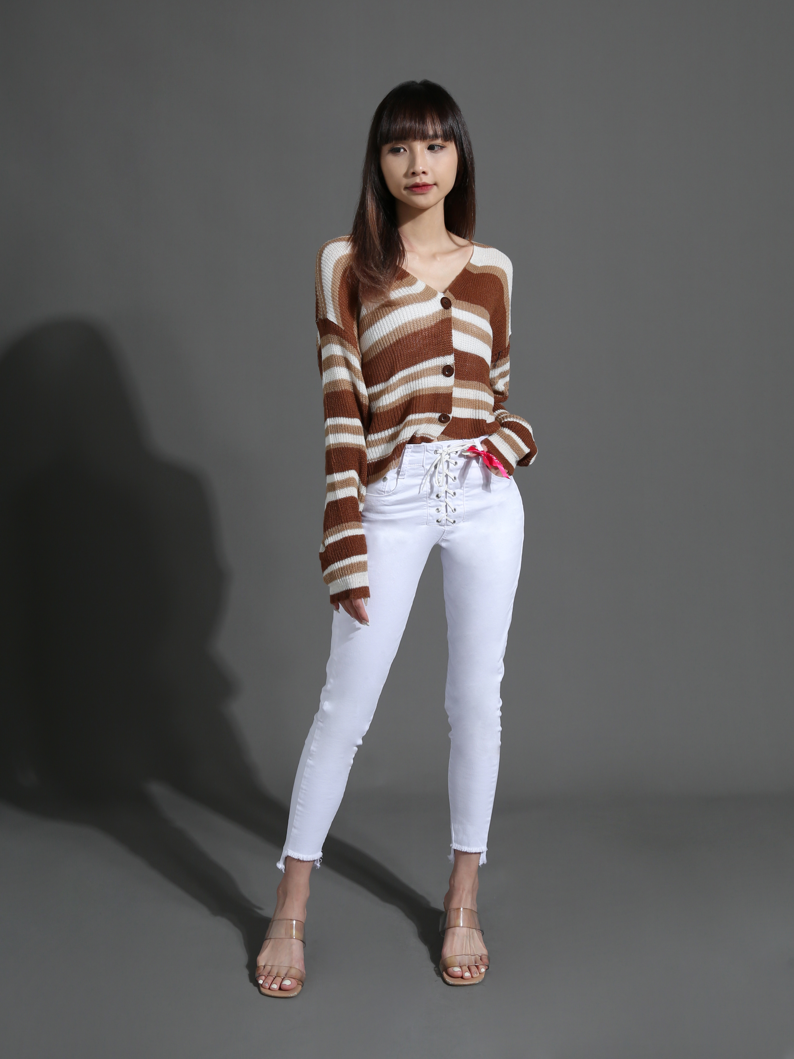 High Waist Front Tie Up Long Pants 26481