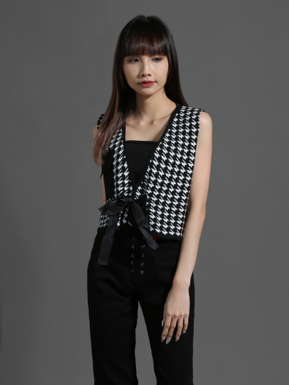 High Waist Front Tie Up Long Pants 26481