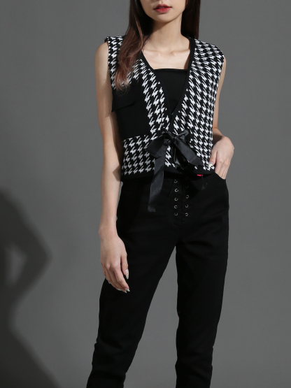 High Waist Front Tie Up Long Pants 26481