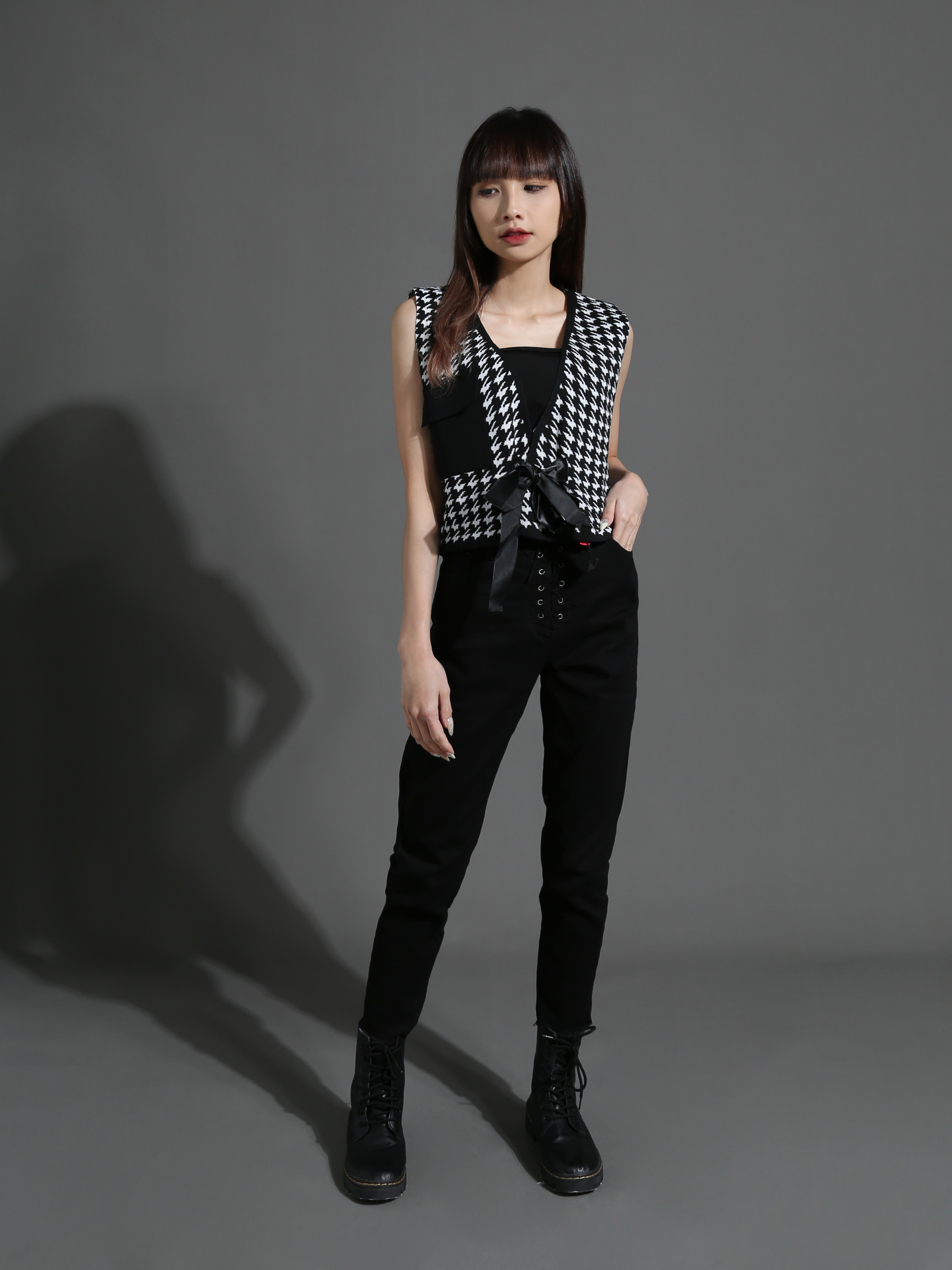 High Waist Front Tie Up Long Pants 26481