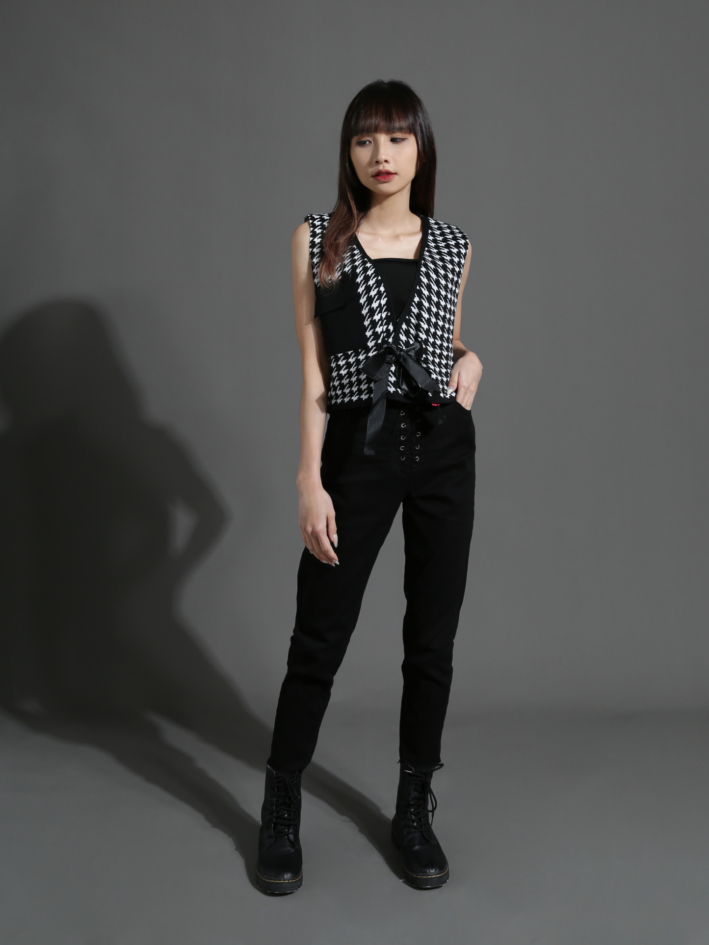 High Waist Front Tie Up Long Pants 26481