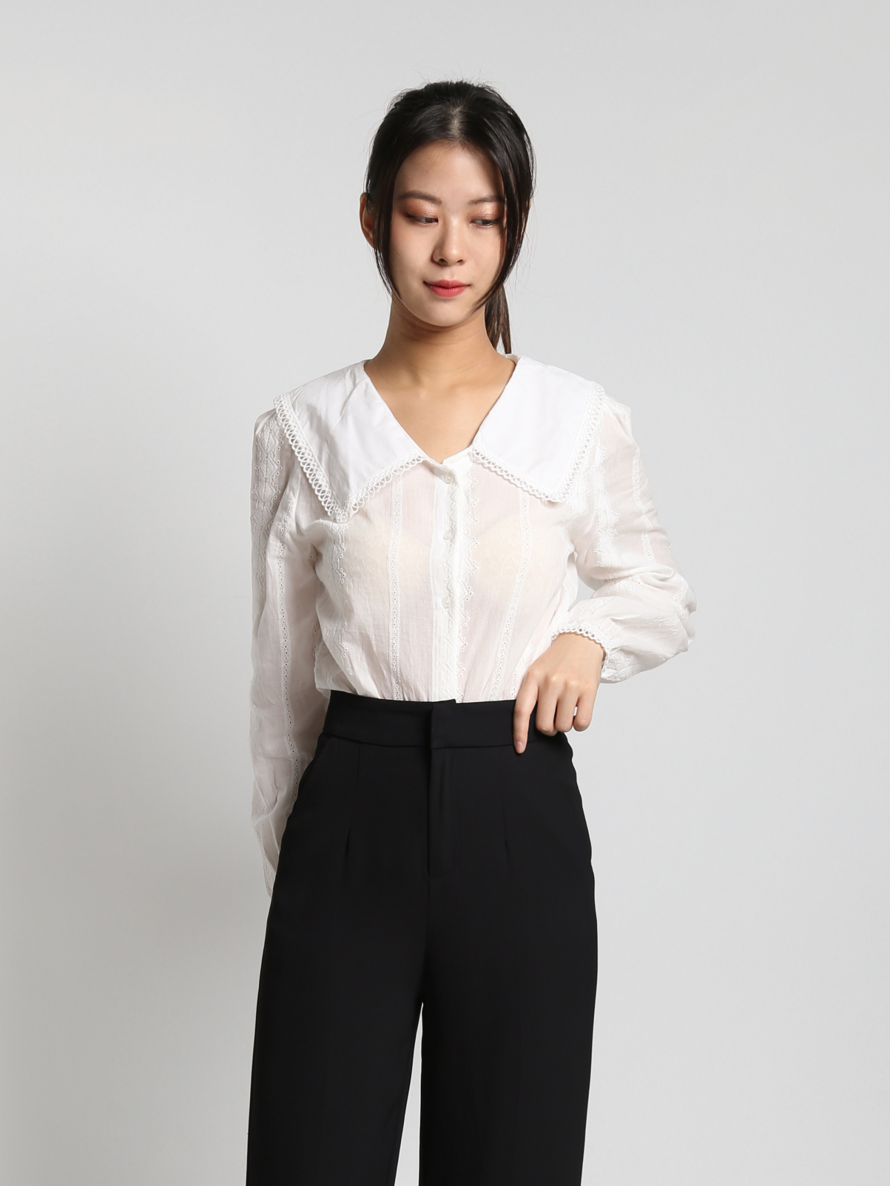 Formal High Waist Front Split Long Pants 23337