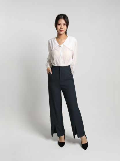 Formal High Waist Front Split Long Pants 23337