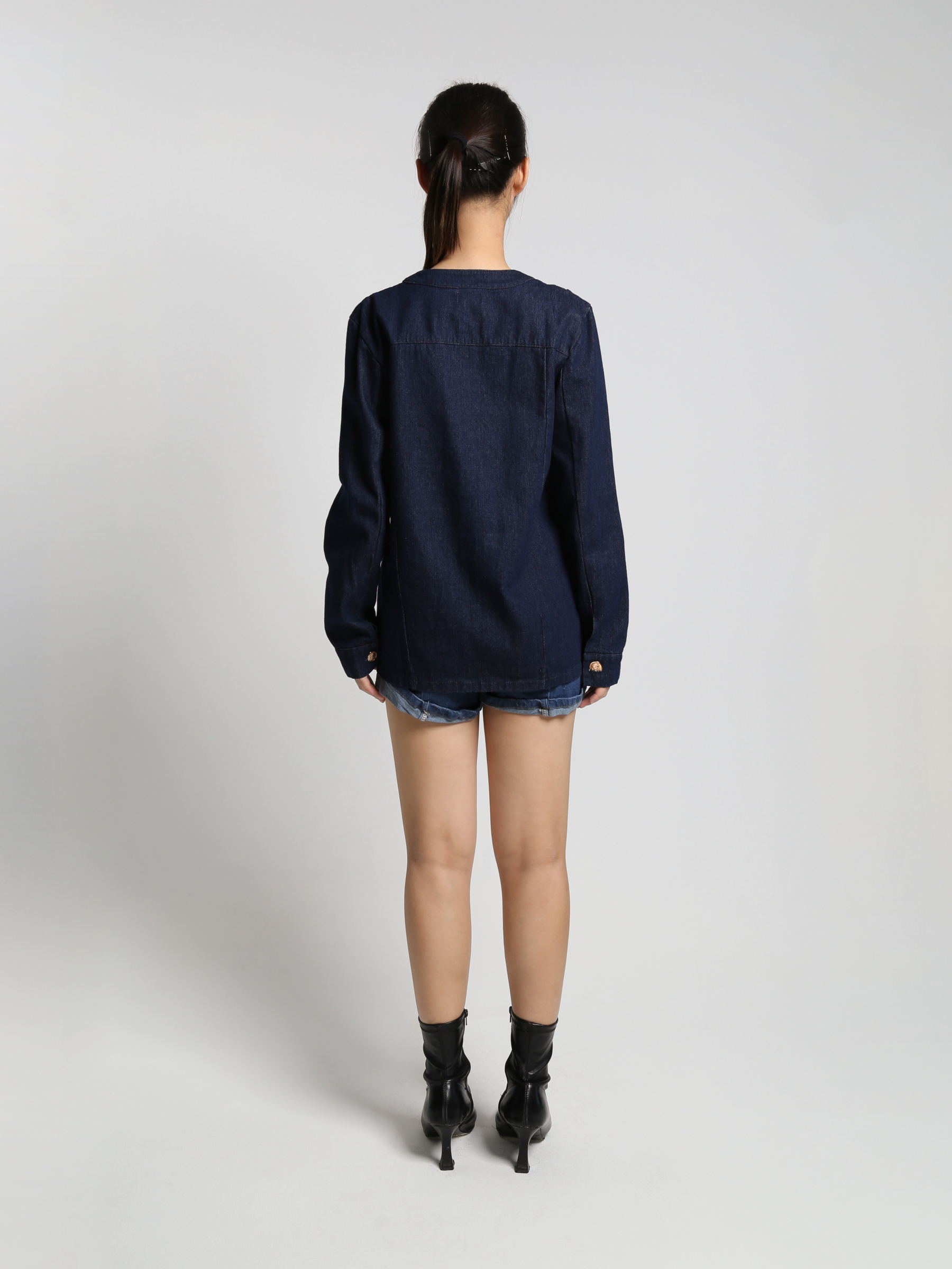 Denim Front Button Long Sleeve Outerwear 23280