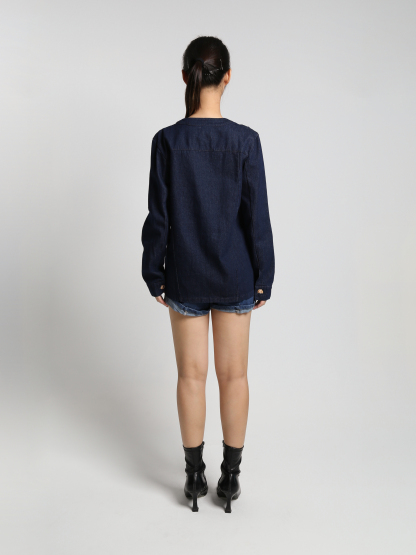Denim Front Button Long Sleeve Outerwear 23280