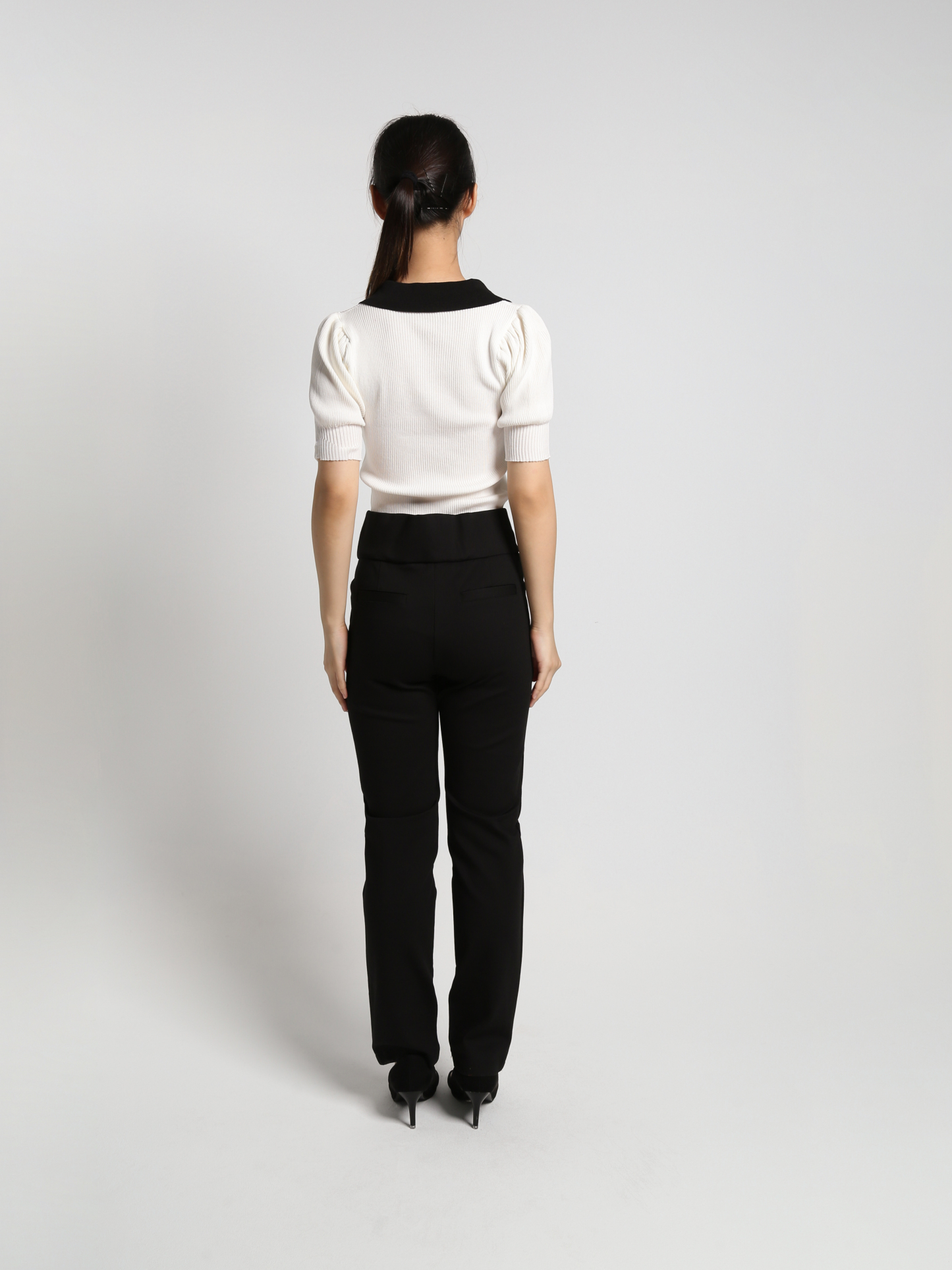 High Waist Decorative Belt Long Pants 25133