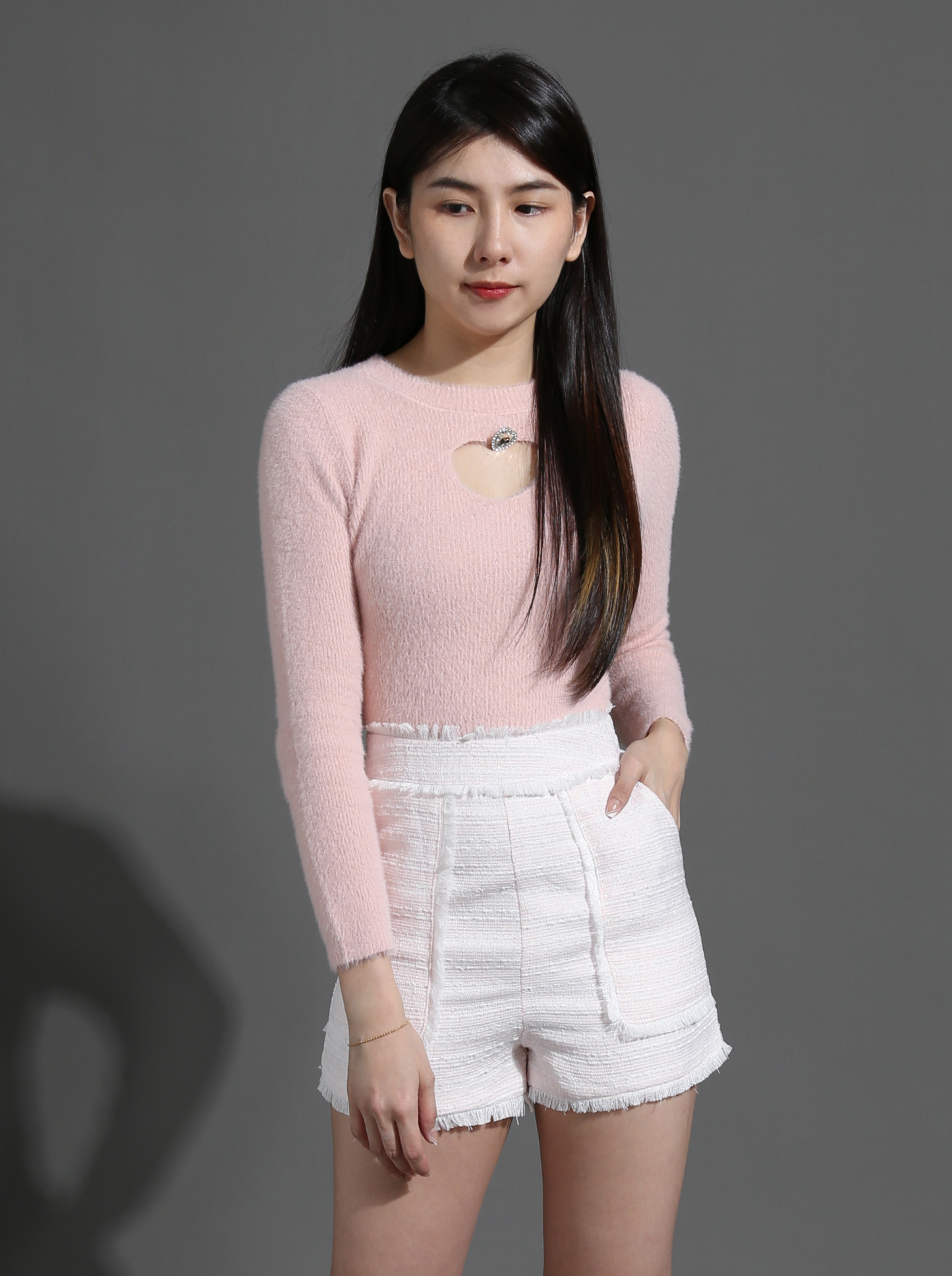 Knitted Front Love Hole Long Long Sleeve Top 26548