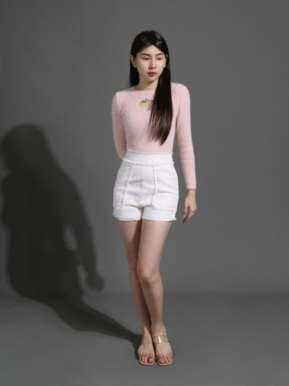 Knitted Front Love Hole Long Long Sleeve Top 26548