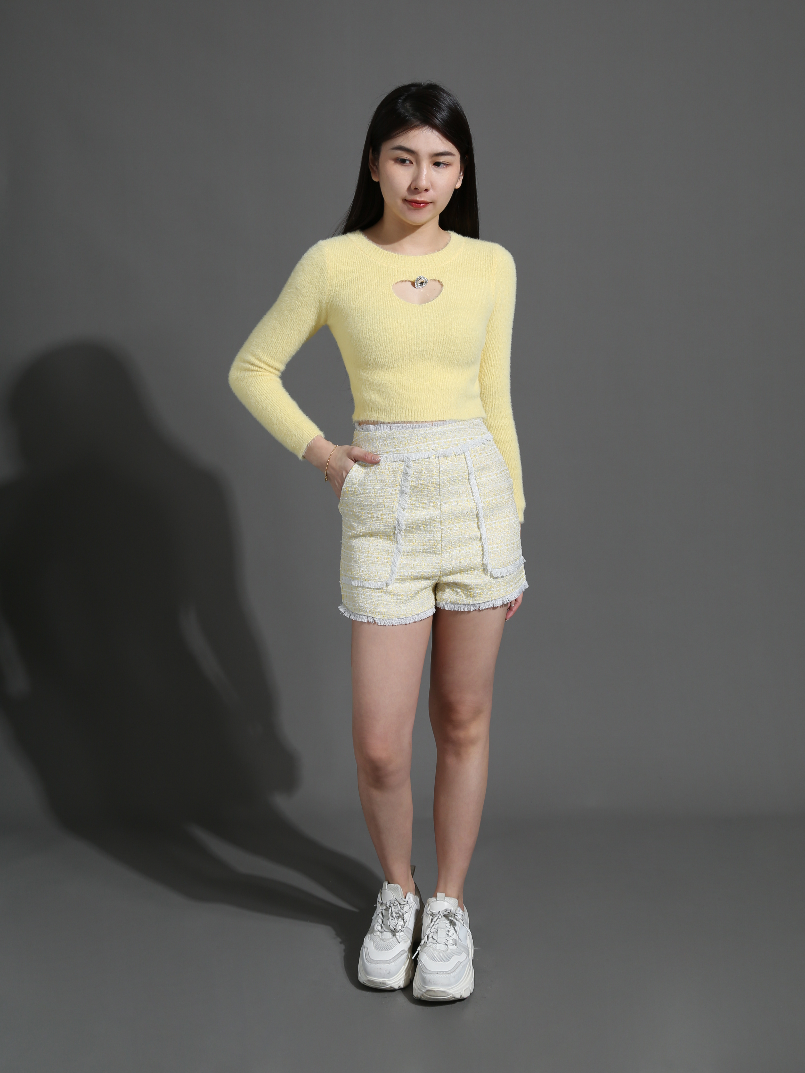 Knitted Front Love Hole Long Long Sleeve Top 26548