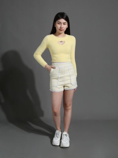 Knitted Front Love Hole Long Long Sleeve Top 26548