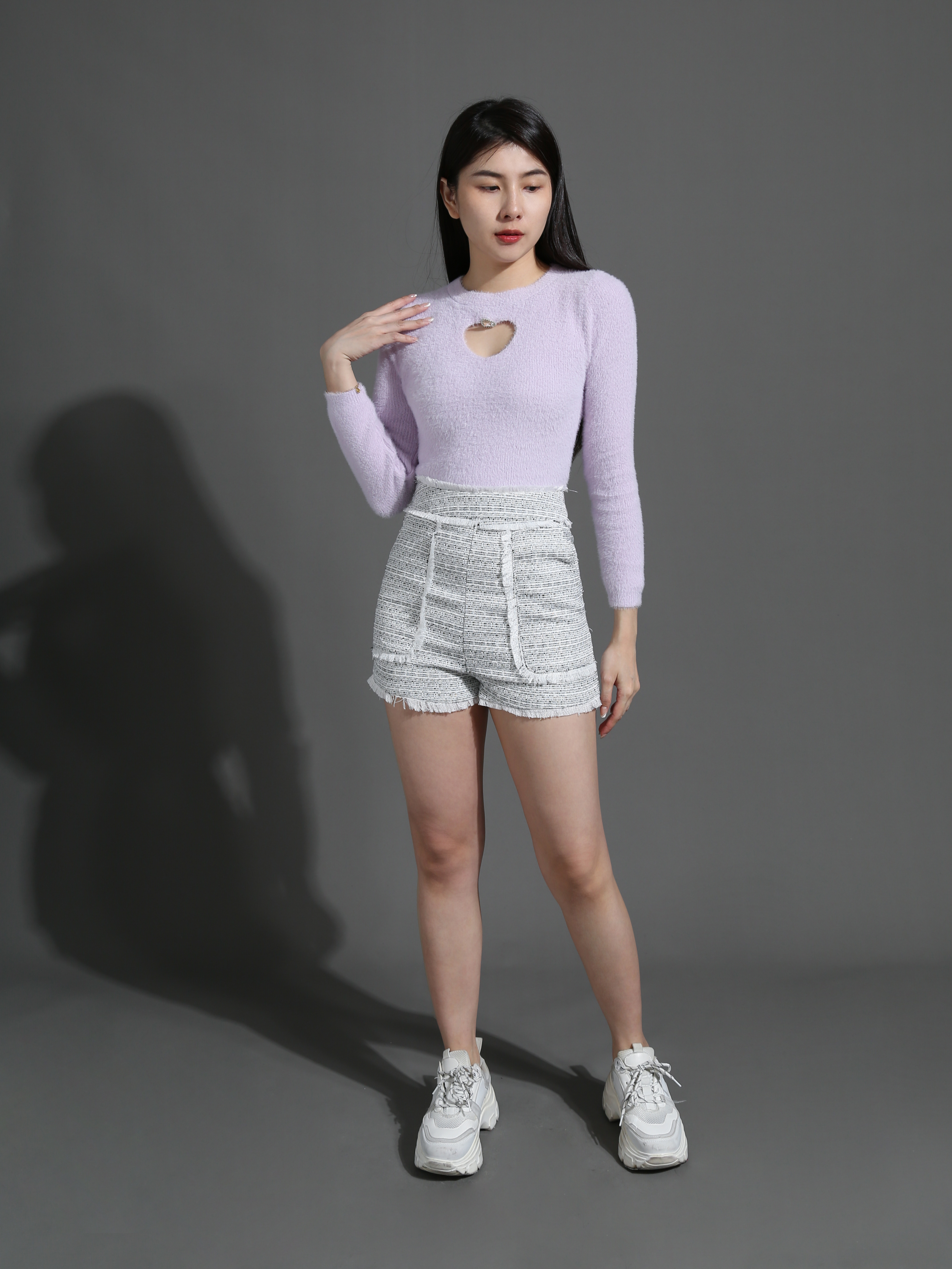 Knitted Front Love Hole Long Long Sleeve Top 26548