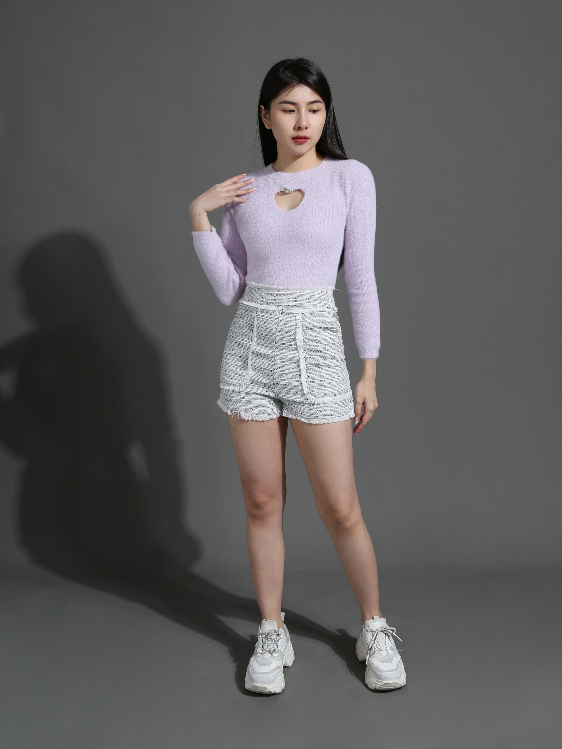 Knitted Front Love Hole Long Long Sleeve Top 26548