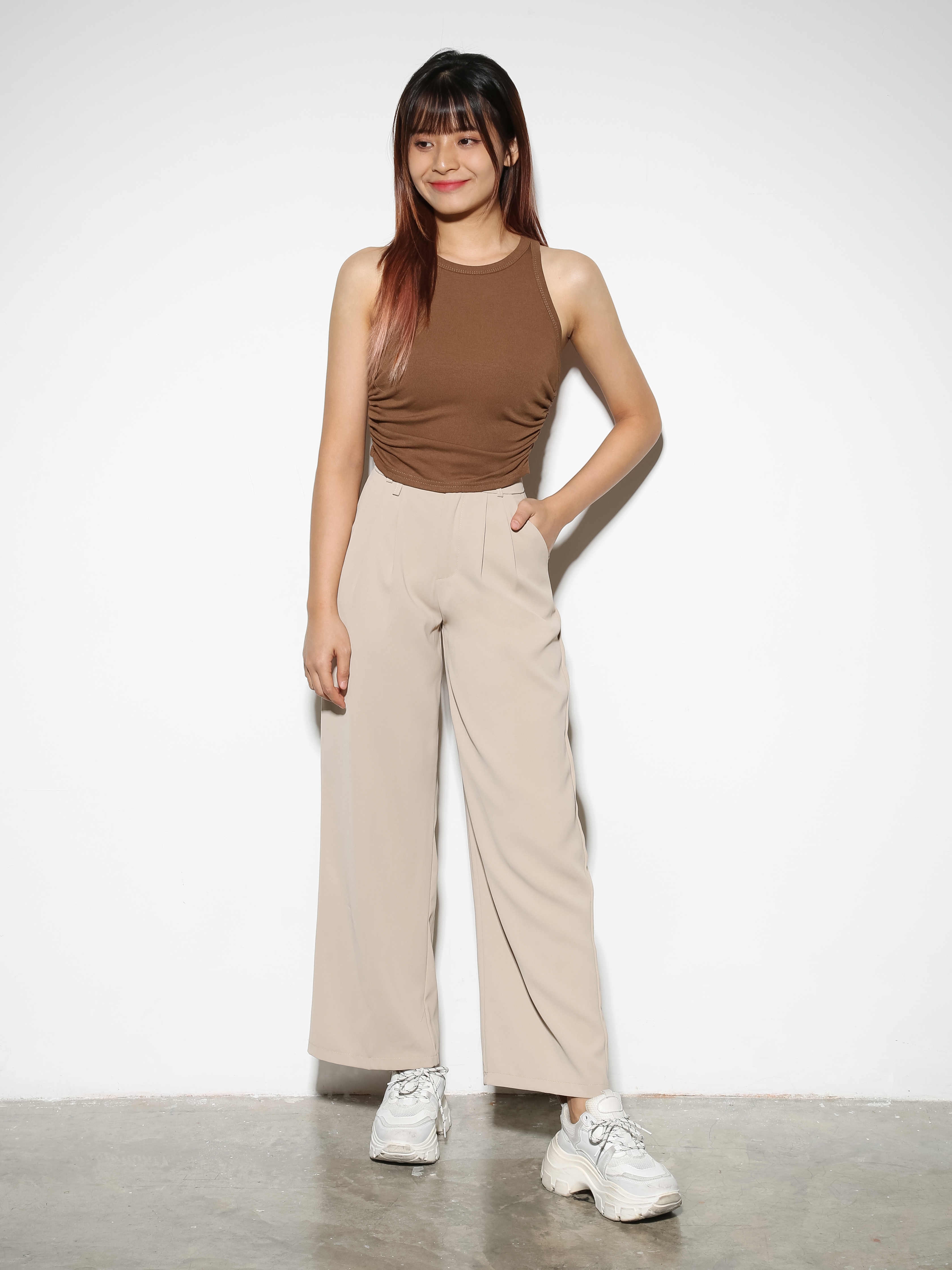 Front Button Pleated Long Pant 29050