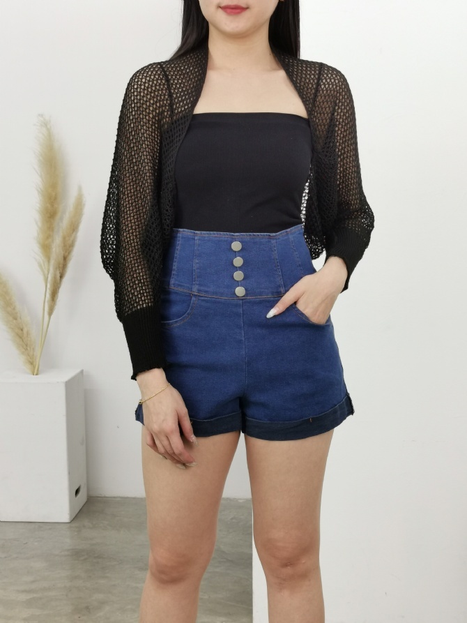 High Waist Denim Short Pants 19148
