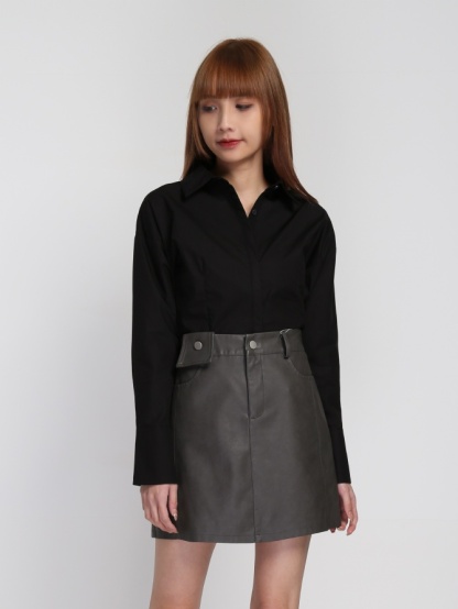 High Waist Side Pocket Skirt 24006