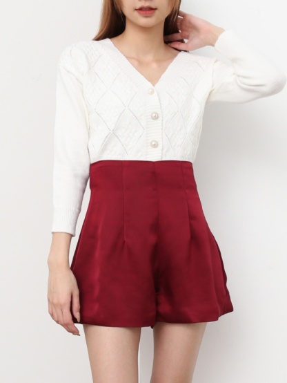 High Waist Plain Short Pants 24957